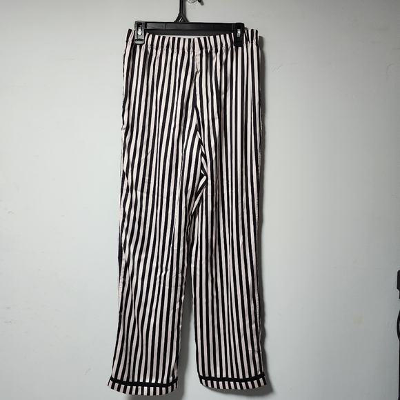 Victoria Secret Black PInk Stripe Satin Lounge Pajama Pants M - Picture 2 of 4